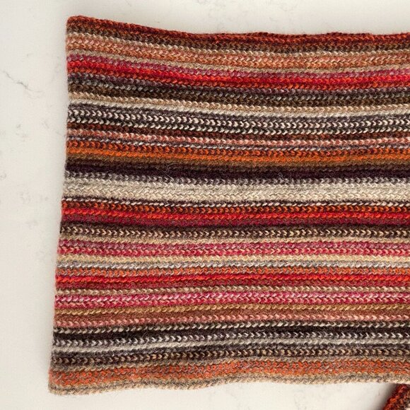 William Brunton Hand Knits Made in Scotland Striped Lambswool Knit Scarf Multi - Picture 2 of 6